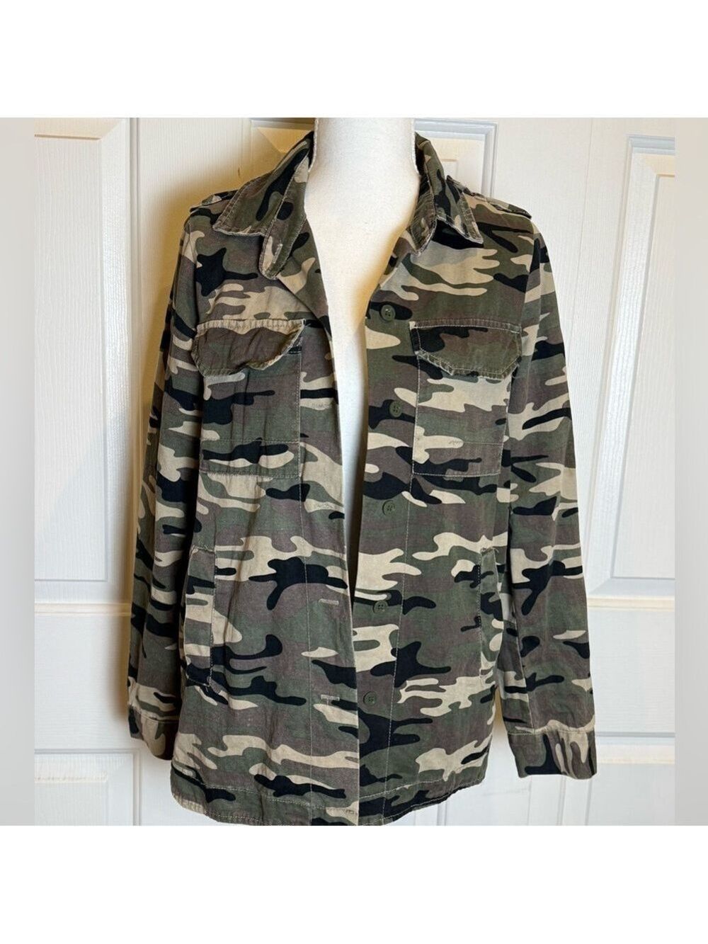 Elodie Camo Utility Jacket Military Style Cotton Button Front Small - Picture 4 of 11